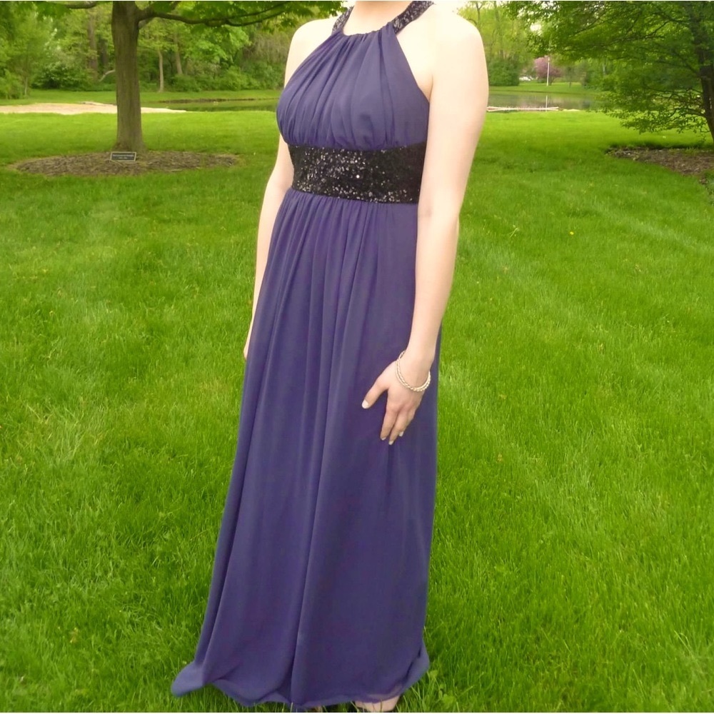Calvin Klein Navy Halter Prom Dress Sequin. Size 4